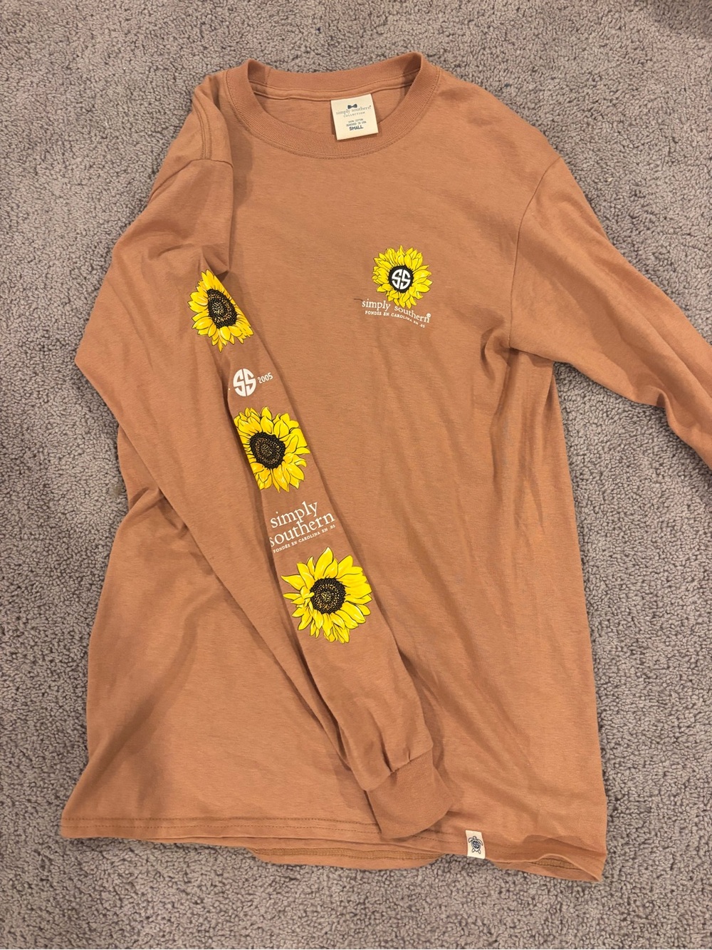 Simply Southern Long Sleeve Sunflower Tee - Rust
